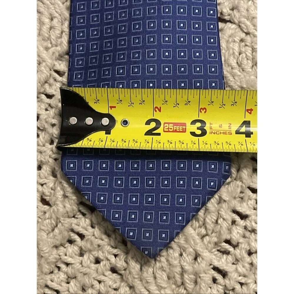 BROOKS BROTHERS 346‎ Men's 100% Silk Necktie Designer Geometric Squares Blue